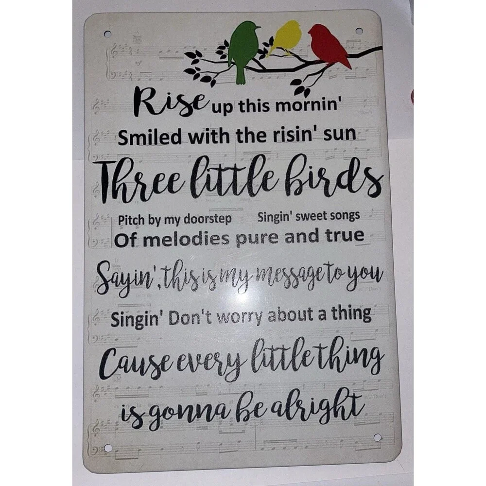 Three Little Birds Tin Metal Signs Home Décor, Vintage Inspirational Don't Worry